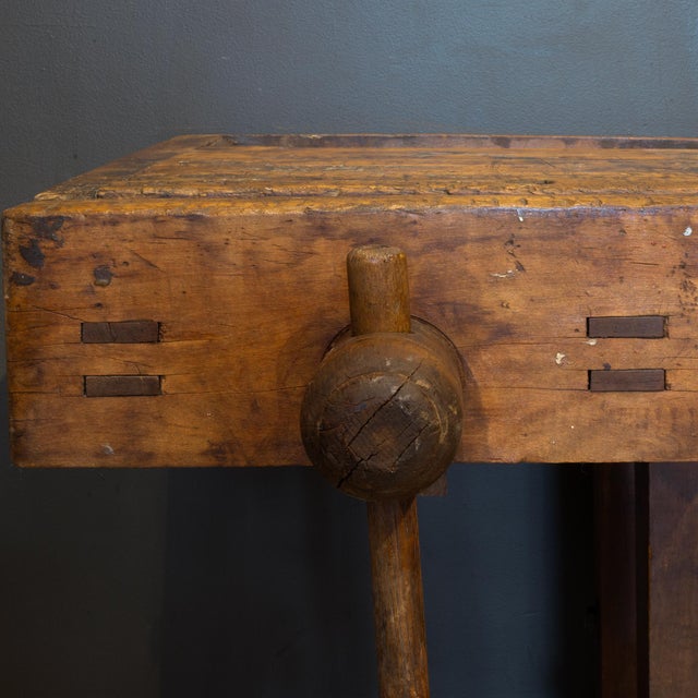 Wood 19th C. Carpenter's Workbench c.1880-1900 For Sale - Image 7 of 14