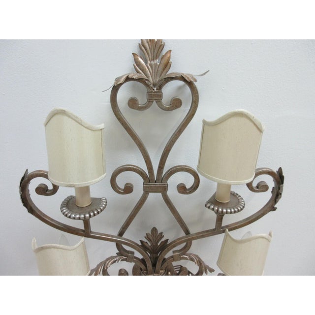 1990s Fine Art Lamps French Regency Wrought Iron Acanthus Leaf Wall Sconce Lamp B For Sale - Image 9 of 11