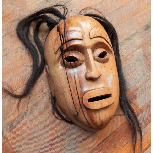 We are selling this scary looking Northwest Coast or Inuit/Eskimo Native American Indian mask. This mask is carved from a...