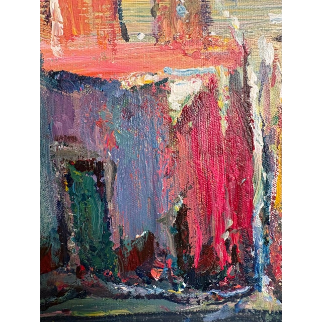Orange Vintage Mid-Century Modern Oil Painting For Sale - Image 8 of 12
