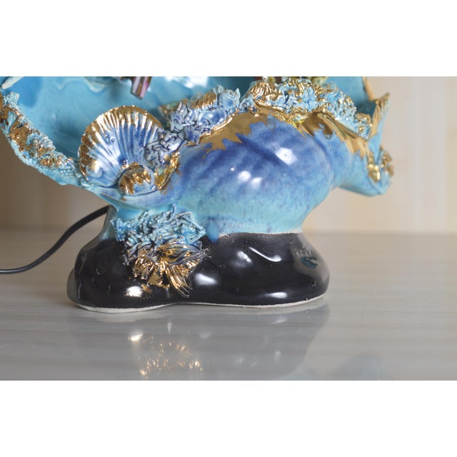 Blue Vintage Kitsch Ceramic Lamp from Vallauris, France, 1960s For Sale - Image 8 of 11