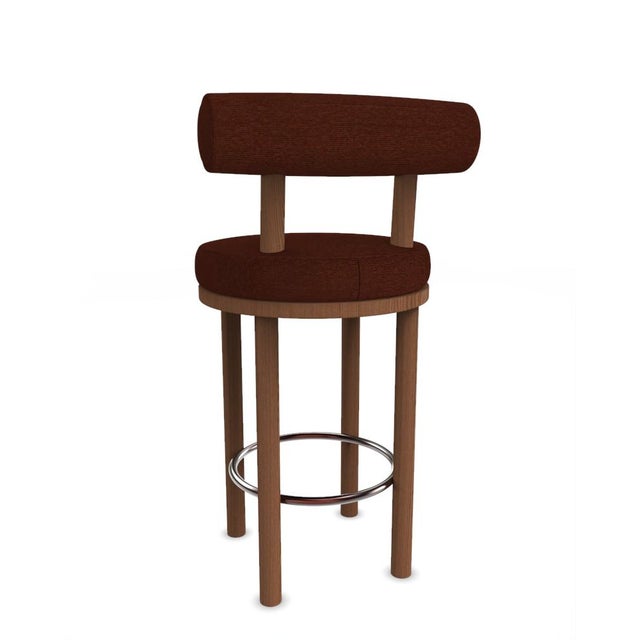 Collector Modern Moca Bar Chair in Wood Fabric and Smoked Oak by Studio Rig For Sale - Image 4 of 7