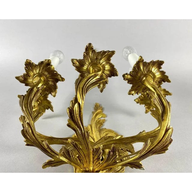 Rococo Vintage Rococo Bronze Wall Lamp with Five Sconces For Sale - Image 3 of 7