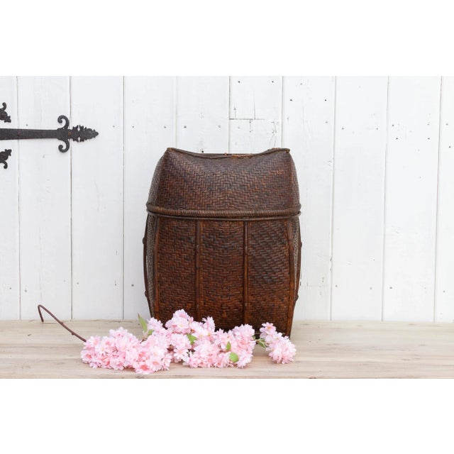 Farmhouse Large Antique Handwoven Nepalese Tharu Basket For Sale - Image 3 of 8