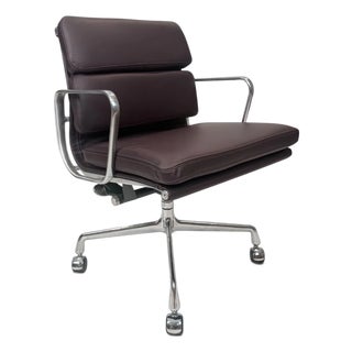 Eames for Herman Miller Soft Pad Management Chair - Dark Burgundy Leather For Sale