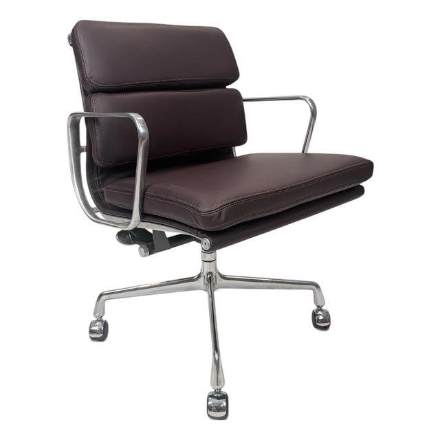 Eames for Herman Miller Soft Pad Management Chair - Dark Burgundy Leather For Sale
