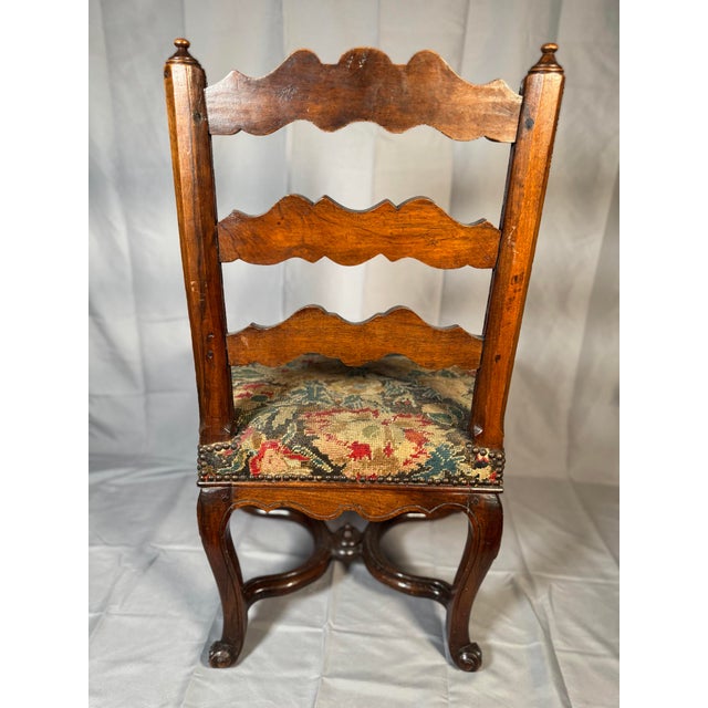 Wood Mid 18th Century French Carved Walnut Side Chair, Régence Taste, Original Needlepoint Seat For Sale - Image 7 of 11