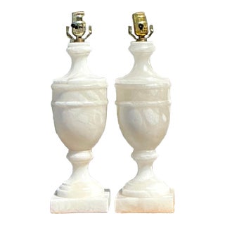 Vintage Carved Alabaster Lamps - A Pair For Sale