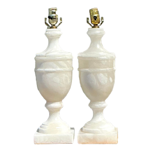 Vintage Carved Alabaster Lamps - A Pair