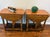 Gold Vintage Riverside Oak Drop-Leaf End Tables With Drawers – Pair For Sale - Image 8 of 12