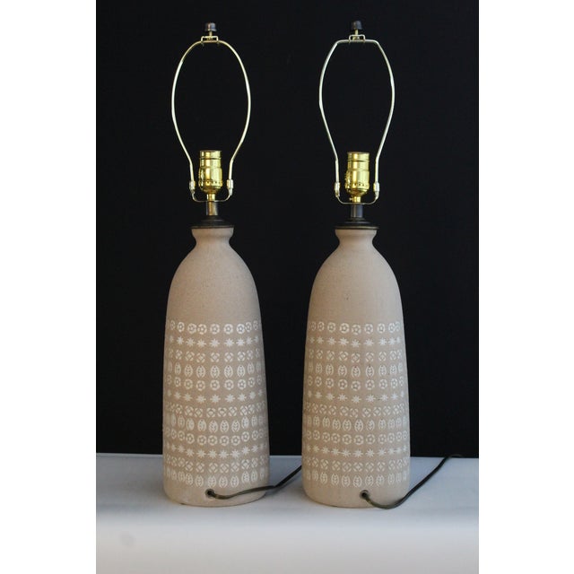 Ceramic Mid 20th Century Accolay Style Ceramic Lamps - a Pair For Sale - Image 7 of 12