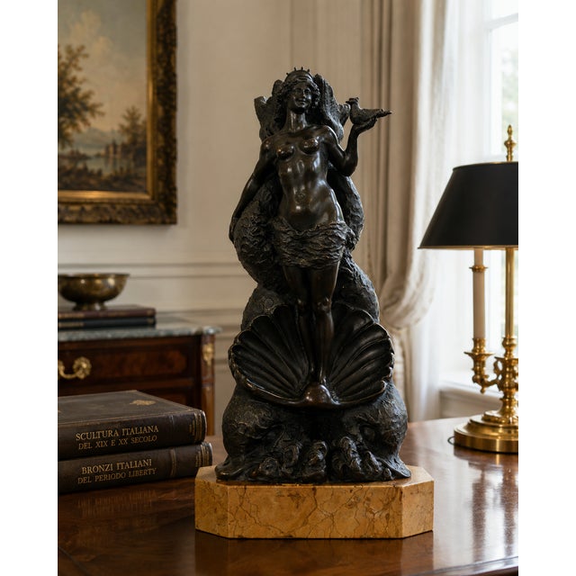 Ferdinando De Luca, Figurative Sculpture, 1921, Bronze with Yellow Marble Base For Sale - Image 10 of 11