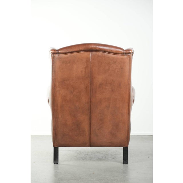 Large Wing Chair in Sheepskin Leather For Sale - Image 4 of 15
