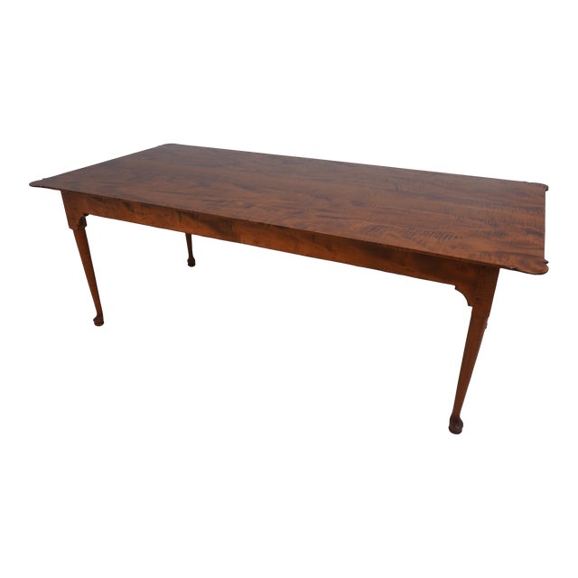 Tiger Maple Scalloped Top Dining Room Table For Sale