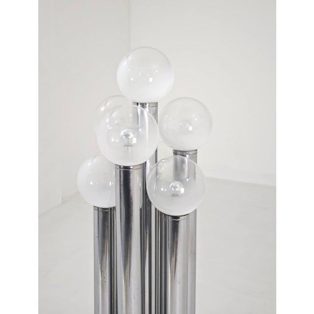 Mid-Century Modern Space Age Floor Lamp in Chromed Metal and Murano Glass by Goffredo Reggiani, Italy, 1970s For Sale - Image 11 of 16
