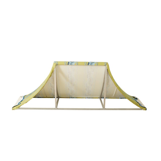Interior Awning in Ferrick Mason Whiskey Stripe Green Blue For Sale - Image 4 of 7