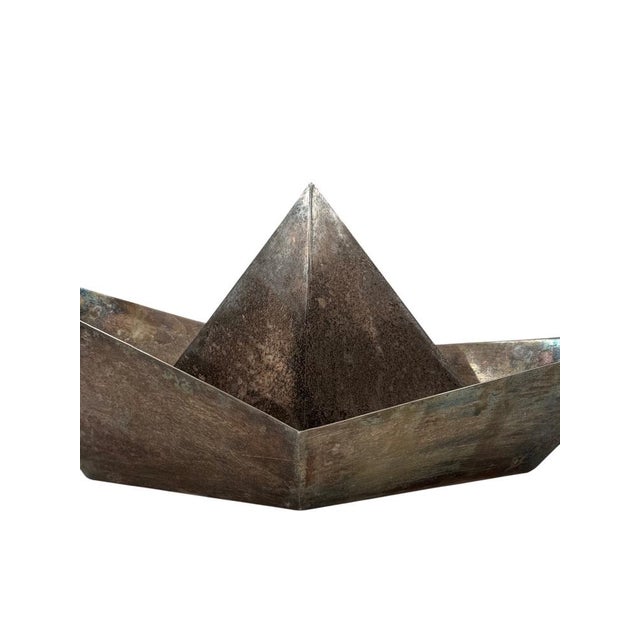 Modern Silver-Plated Paper Boat Sculpture by Aldo Cibic for Paola C., Italy, 1980s For Sale - Image 14 of 18
