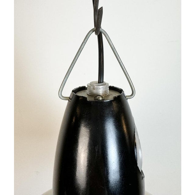 Soviet Industrial White Enamel Pendant Lamp, 1960s For Sale - Image 9 of 18