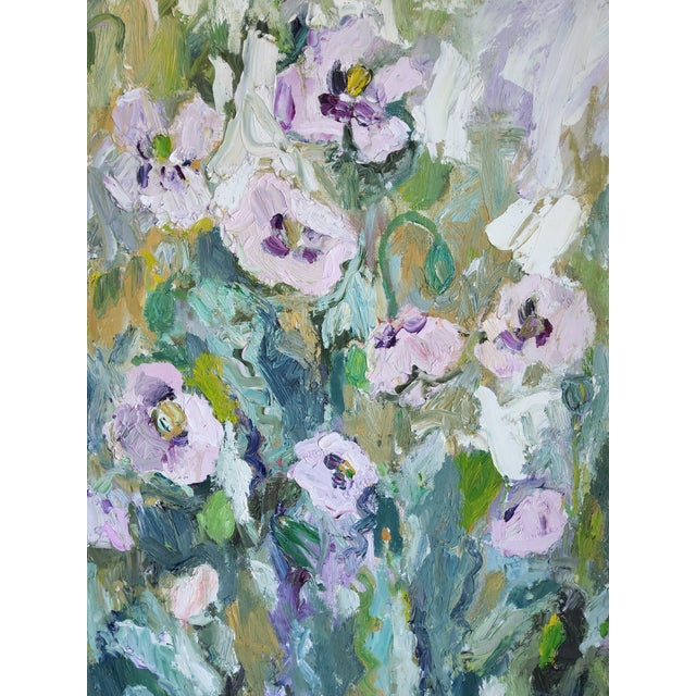 This painting, titled "From the Garden" is a semi-abstract impressionistic oil painting on canvas by the popular Nordic...