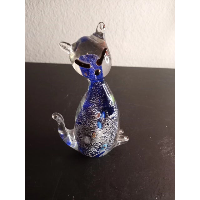 Glass Murano Style Millefiore Art Glass Cat Figurine For Sale - Image 7 of 8