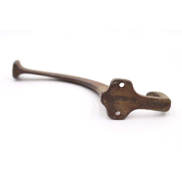 Vintage Elongated Arm Cast Iron Wall Hook For Sale - Image 4 of 5