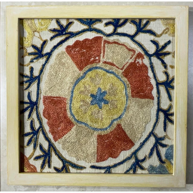 Set of Four 19 Century Antique Silk Suzani Wall Hanging For Sale - Image 11 of 12