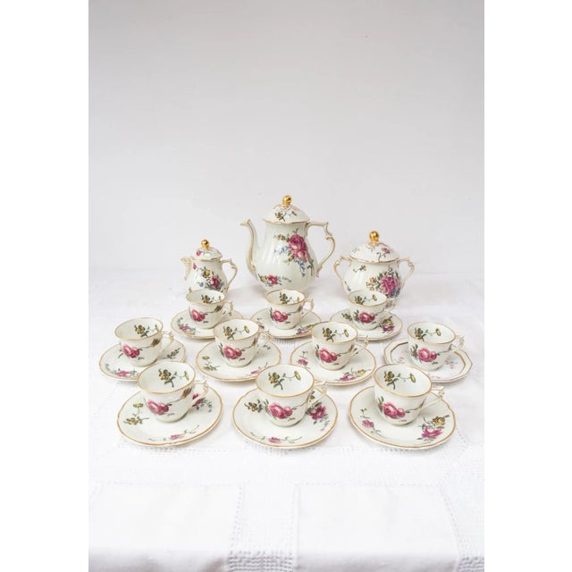 Flower Coffee Service for 10 from Limoges Bernardaud, 1920s-1930s, Set of 23 For Sale - Image 9 of 9