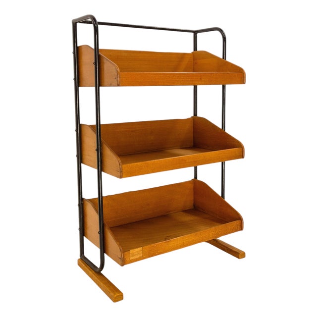 Mid-Century French Beech and Iron Étagère, 1950 For Sale