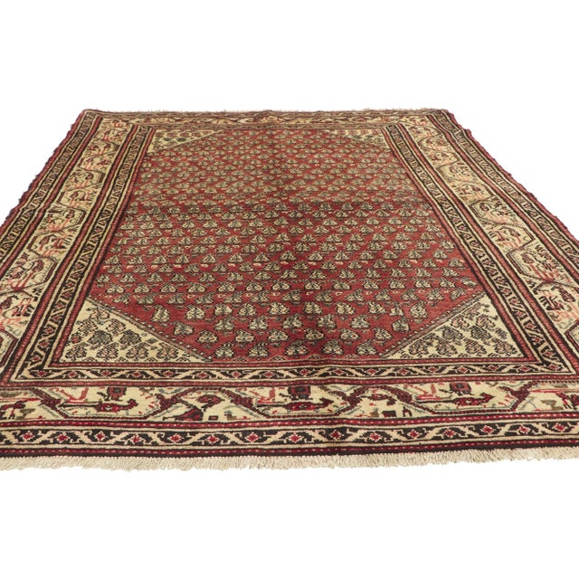 Rustic Vintage Persian Hamadan Rug - 05'02 x 06'08 For Sale - Image 3 of 10