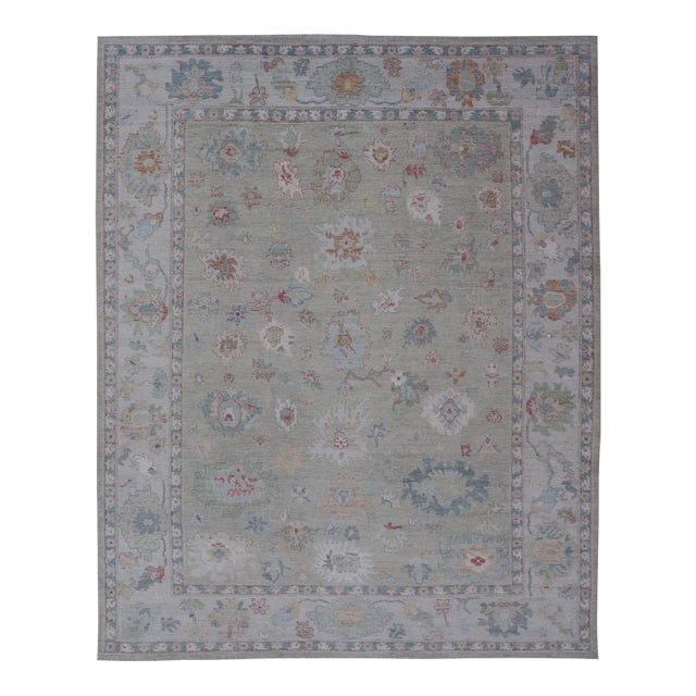 Keivan Woven Arts Modern Oushak Rug in All-Over Floral Motifs For Sale