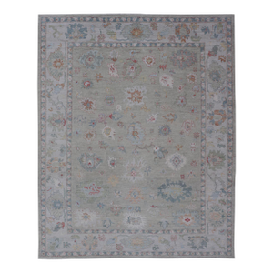 Keivan Woven Arts Modern Oushak Rug in All-Over Floral Motifs