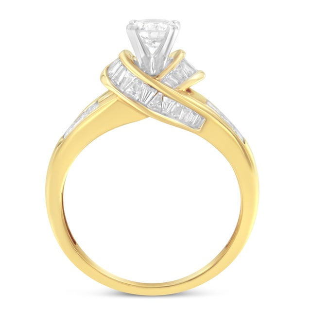 This gorgeous 14kt Two-Toned Gold 1.16 cttw Round, Baguette and princess Diamond Cut Ring is beautifully crafted and...