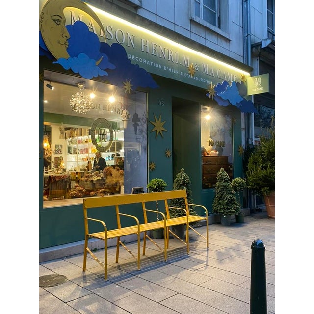 Metal and Wood Bench, 1970s, in Very Good conditions. Designed 1970 to 1979