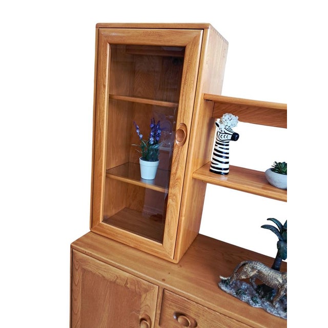 Mid-Century Modern Mid-Century Windsor Sideboard with Display Cabinets in Elm by Lucian Ercolani for Ercol, 1990s For Sale - Image 3 of 18