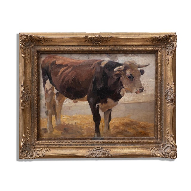 Heinrich Von Zügel, Bull, 1953, Oil on Canvas, Framed For Sale - Image 6 of 6