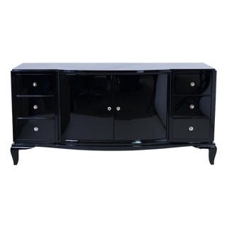 Art Deco Sideboard in High-Gloss Black Lacquer, 1930s For Sale