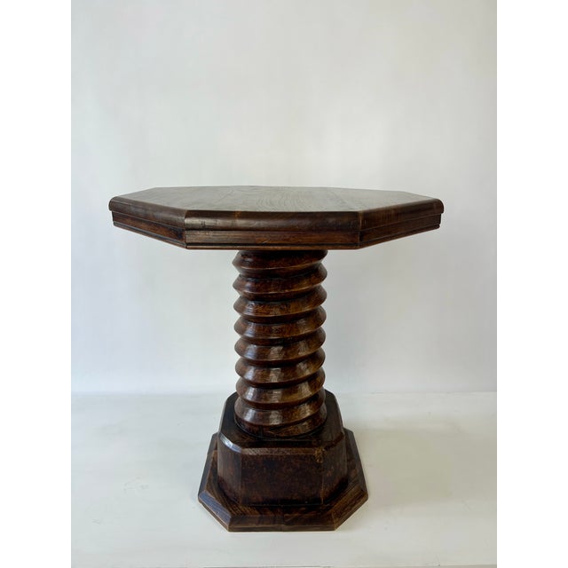 Brown Brutalist Octagonal Side Table in the style of Charles Dudouyt, France, 1940s For Sale - Image 8 of 18