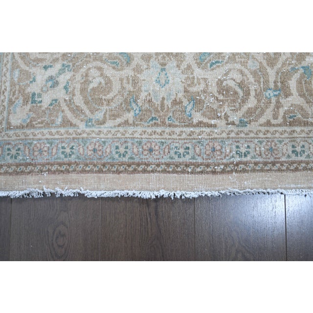 1970s Vintage Persian Handmade Wool Cotton Light Beige Area Rug For Sale - Image 9 of 11
