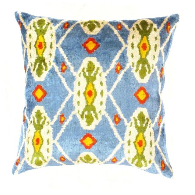 Contemporary Contemporary Pasargad Oasis Collection Silk Velvet Ikat Pillow - 20ʺw × 20ʺh For Sale - Image 3 of 3