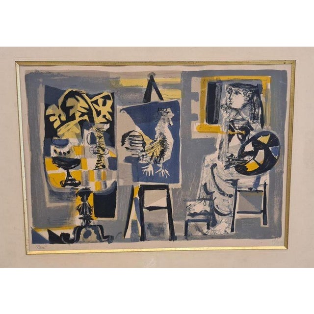 1950s Antoni Clave, Woman Painter Rooster, 20th Century, Lithograph For Sale - Image 5 of 5