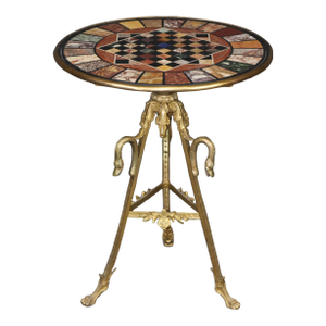 French Bronze Specimen Marble Bronze Pietra Dura Games Chess Checkers Table