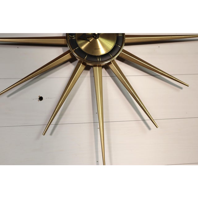 Mid-Century Modern Vintage Mid Century Sessions Starbust Wall Clock 50's 60's Modern Retro Gold Black For Sale - Image 3 of 10