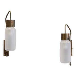 Dominioni Azucena Model LP10 Brass Wall Lamps by Luigi Caccia Dominioni for Azucena, 1958, Set of 2 For Sale