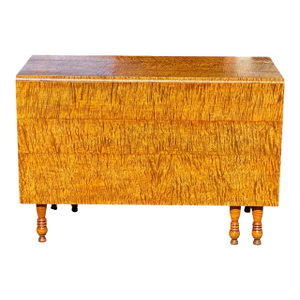 Antique Federal Tiger Maple Dropleaf Dining Table With Full Drawer Exceptional
