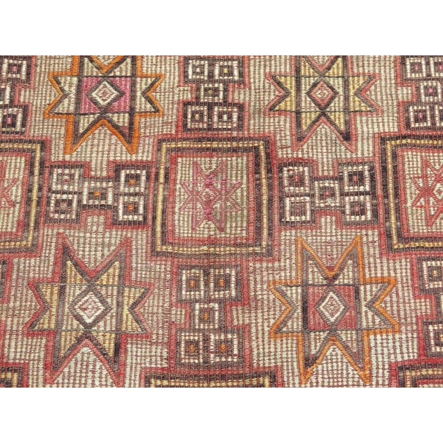 1960s Embroidered Turkish Kilim - 55"x113" For Sale In Raleigh - Image 6 of 11