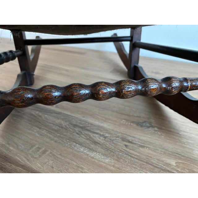Wood Antique High-Back Renaissance Revival Rocking Chair For Sale - Image 7 of 10