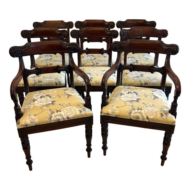 Antique Regency Mahogany Dining and Carver Chairs, 1820, Set of 8 For Sale