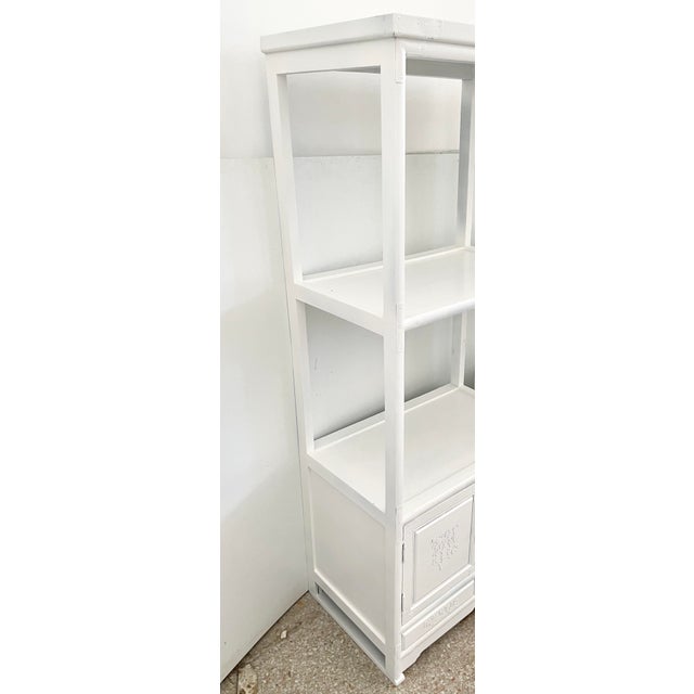 Paint Small Asian Etagere With Lower Cabinet in Fresh White Lacquer For Sale - Image 7 of 11