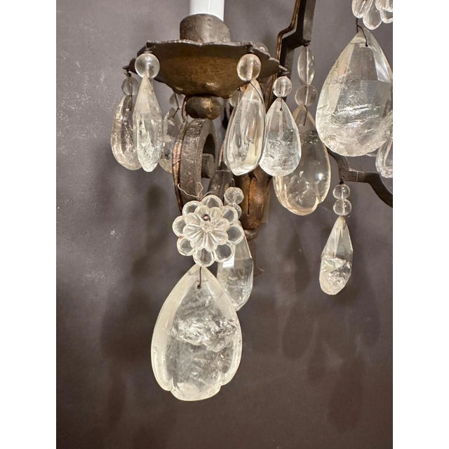 Black Late 19th Century Rock Crystal, Tole And Wrought Iron Wall Sconces - a Pair For Sale - Image 8 of 10