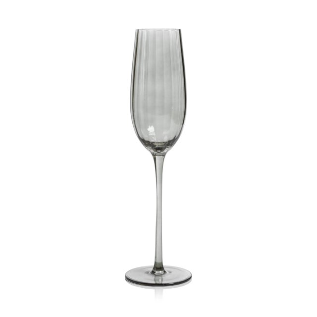 Contemporary Malden Optic Champagne Flutes - Smoke, Set of 4 For Sale - Image 3 of 4